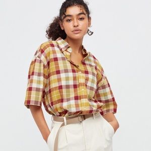 Uniqlo Men’s Madras Checked Button Down Collared Shirt- L